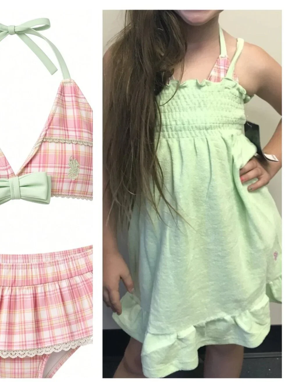 U.S. Polo 3pc GREEN Bikini swimsuit & coverup girl 2pc swimsuit + Cover up Pink